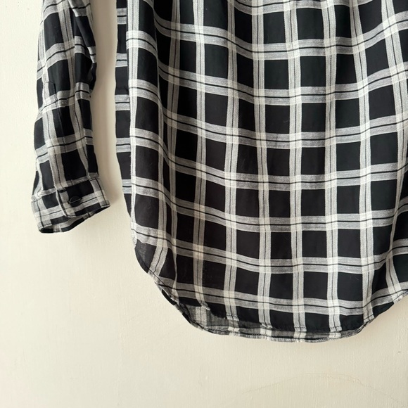 Rag & Bone | Greta Black and White Plaid Off Shoulder Top - Picture 4 of 12